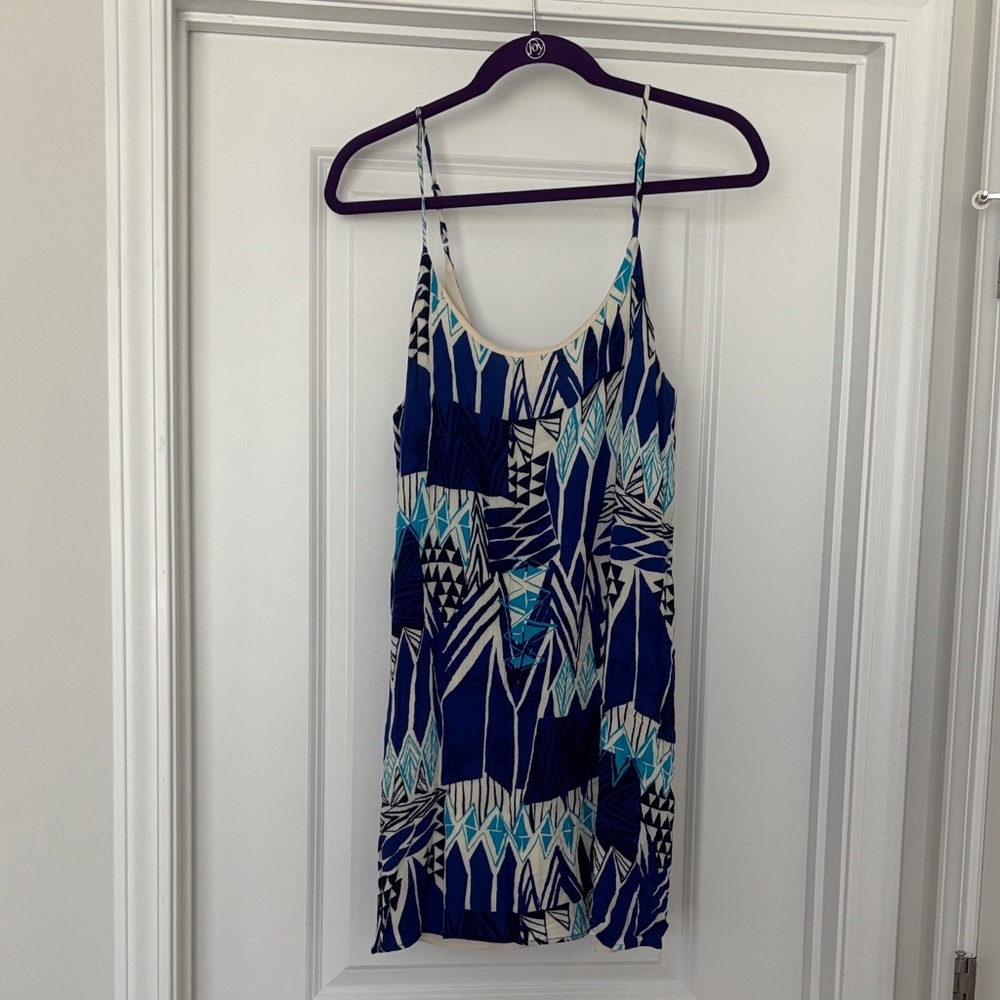 Geometric Blue and White Dress